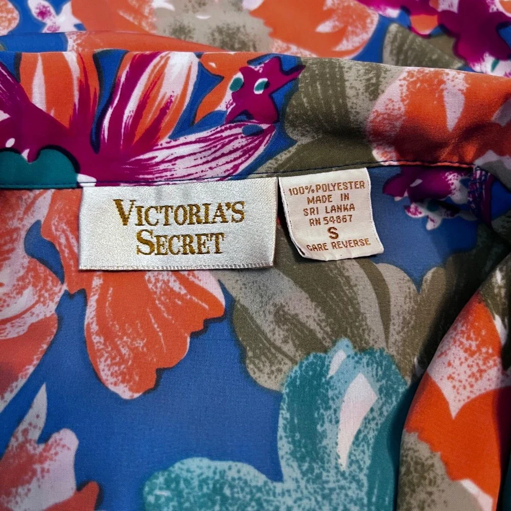 Victoria's Secret Gold Label Vintage Floral‎ Sleep Top Sz S Neon Lace